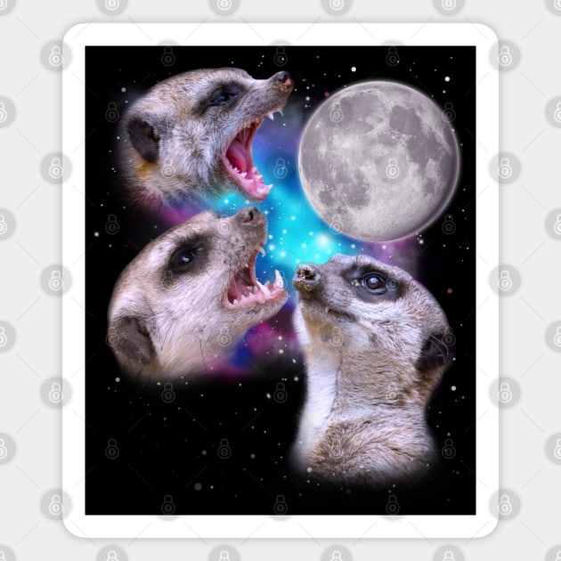 Three Meerkats Howl at the Moon Magnet by darklordpug